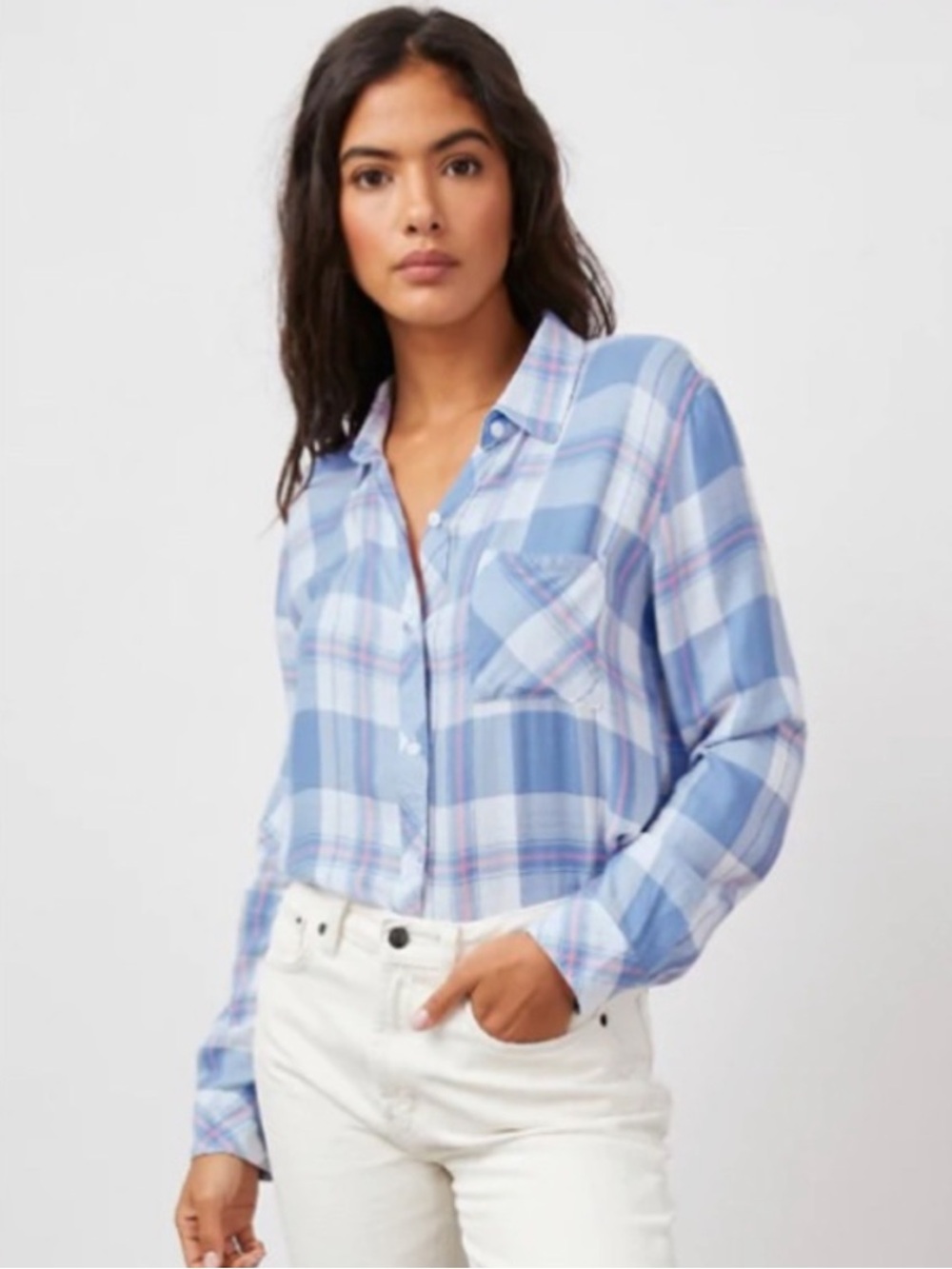 RAILS Hunter Plaid Shirt in Blue Lake Coral LARGE cozy - Picture 2 of 9